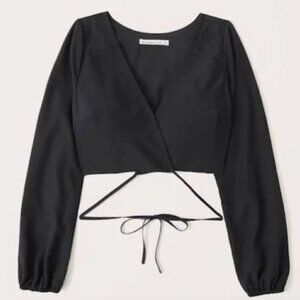 Black Abercrombie V-Neck Tied Crop Top Size Small